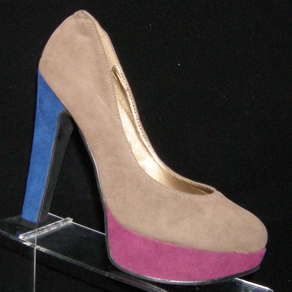 NYLA Raeleen taupe colorblock platform heels 7.5M